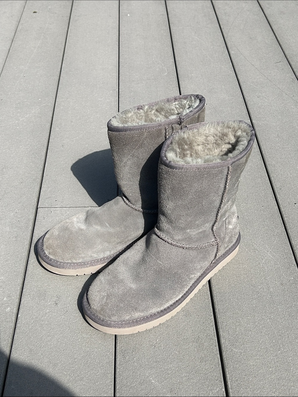 Kookaburra by Ugg Women’s Gray Suede Shearling Mid-Calf Boots- size 8